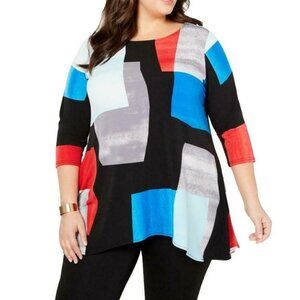 Alfani Plus Size 3x Vibrant Collage Blouse Top